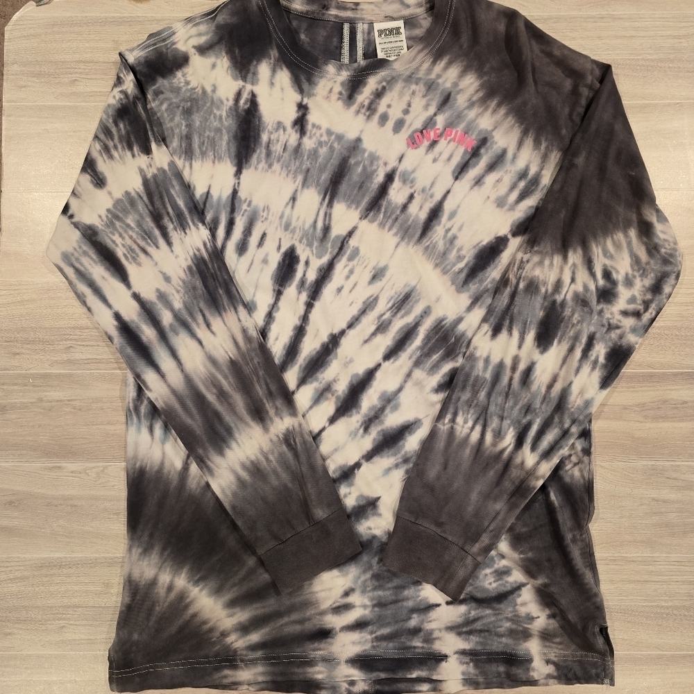 Victorias Secret PINK T Shirt Womens XSmall Tie Dye Gray Long Sleeve Open Back. - Picture 7 of 13